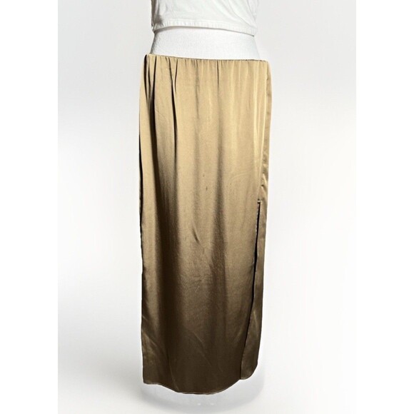 A New Day Target Women Satin Midi Skirt Gold Holiday Party Cocktail Size Large - Picture 2 of 7